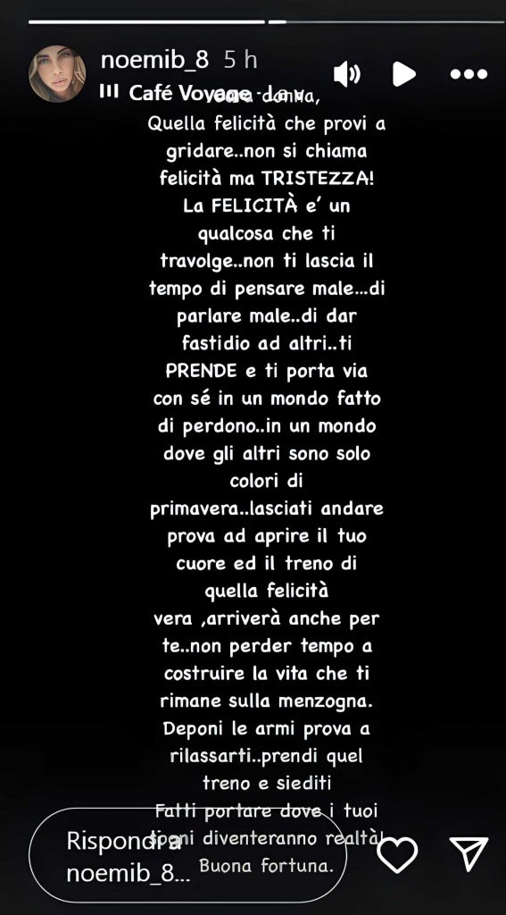 Mistero su Instagram: Noemi Bocchi lancia un messaggio criptico, frecciatina o riflessione personale?